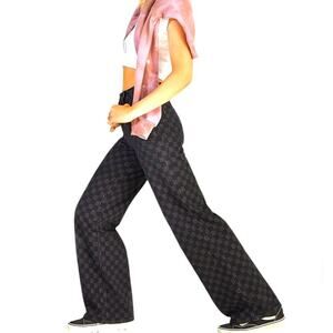 Pacsun Eco Black/Gray Checkerboard High Waisted Baggy Jeans, Relaxed Weekend, 24